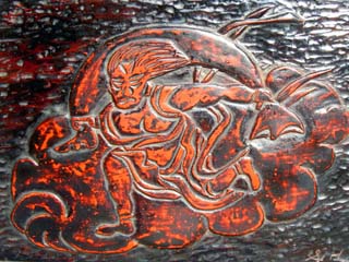 風神図レリーフ 鎌倉彫